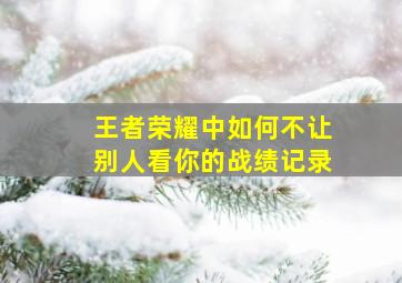 王者荣耀中如何不让别人看你的战绩记录