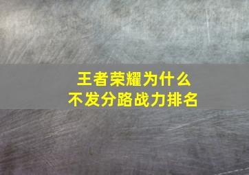 王者荣耀为什么不发分路战力排名