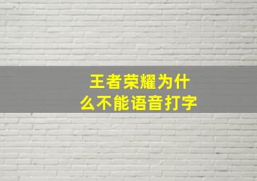 王者荣耀为什么不能语音打字