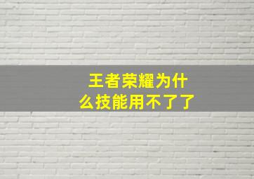 王者荣耀为什么技能用不了了