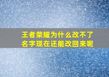 王者荣耀为什么改不了名字现在还能改回来呢