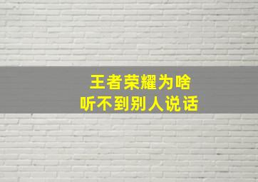 王者荣耀为啥听不到别人说话