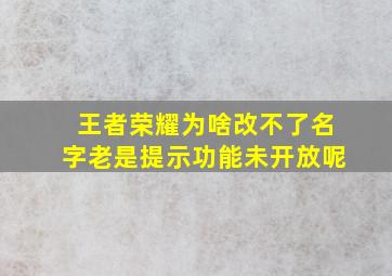 王者荣耀为啥改不了名字老是提示功能未开放呢