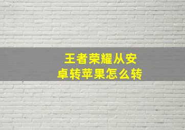 王者荣耀从安卓转苹果怎么转