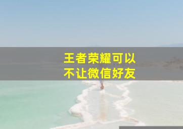 王者荣耀可以不让微信好友