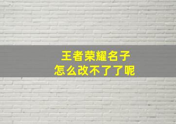 王者荣耀名子怎么改不了了呢