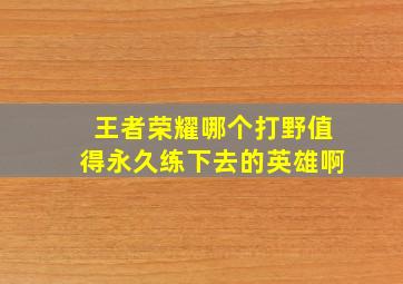 王者荣耀哪个打野值得永久练下去的英雄啊