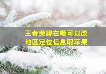 王者荣耀在哪可以改地区定位信息呢苹果