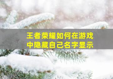 王者荣耀如何在游戏中隐藏自己名字显示