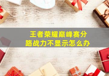 王者荣耀巅峰赛分路战力不显示怎么办