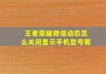 王者荣耀微信动态怎么关闭显示手机型号呢