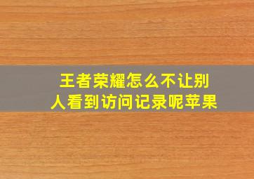 王者荣耀怎么不让别人看到访问记录呢苹果