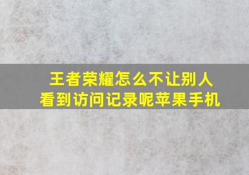 王者荣耀怎么不让别人看到访问记录呢苹果手机