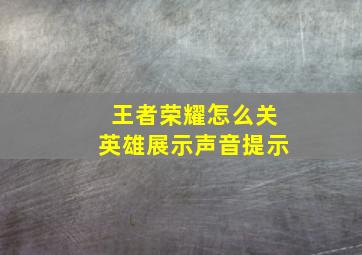 王者荣耀怎么关英雄展示声音提示