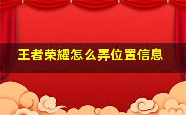 王者荣耀怎么弄位置信息