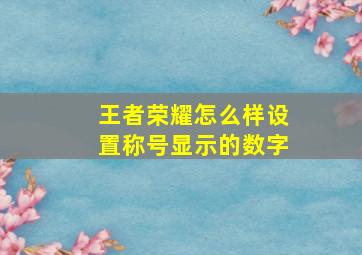 王者荣耀怎么样设置称号显示的数字