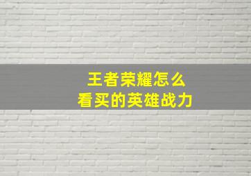 王者荣耀怎么看买的英雄战力