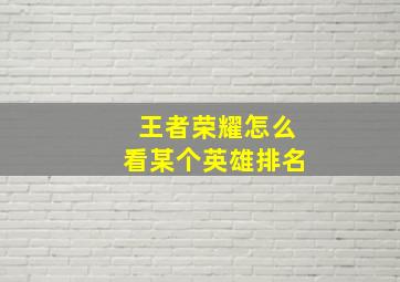 王者荣耀怎么看某个英雄排名