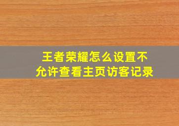 王者荣耀怎么设置不允许查看主页访客记录