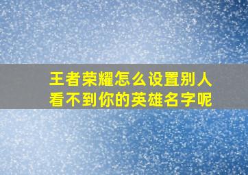 王者荣耀怎么设置别人看不到你的英雄名字呢