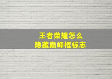 王者荣耀怎么隐藏巅峰框标志