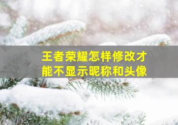 王者荣耀怎样修改才能不显示昵称和头像