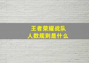 王者荣耀战队人数规则是什么