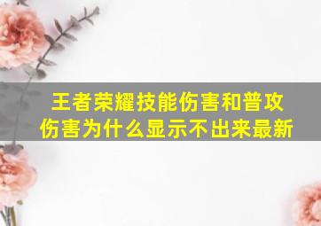 王者荣耀技能伤害和普攻伤害为什么显示不出来最新