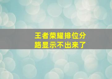 王者荣耀排位分路显示不出来了