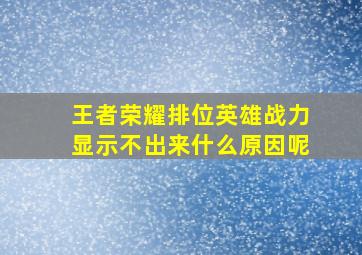 王者荣耀排位英雄战力显示不出来什么原因呢