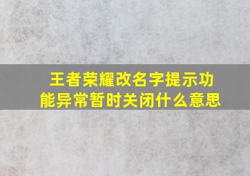 王者荣耀改名字提示功能异常暂时关闭什么意思