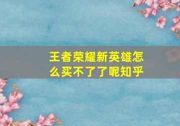 王者荣耀新英雄怎么买不了了呢知乎