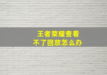 王者荣耀查看不了回放怎么办