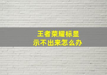 王者荣耀标显示不出来怎么办