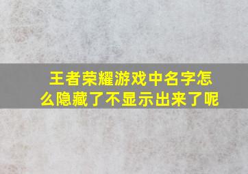 王者荣耀游戏中名字怎么隐藏了不显示出来了呢