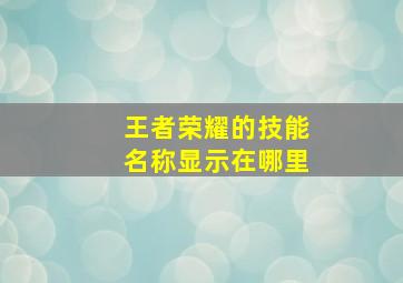 王者荣耀的技能名称显示在哪里