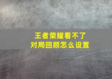 王者荣耀看不了对局回顾怎么设置