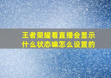 王者荣耀看直播会显示什么状态嘛怎么设置的