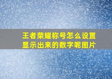 王者荣耀称号怎么设置显示出来的数字呢图片