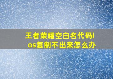 王者荣耀空白名代码ios复制不出来怎么办