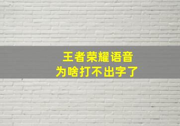 王者荣耀语音为啥打不出字了