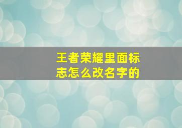 王者荣耀里面标志怎么改名字的