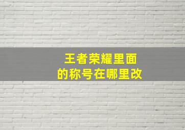 王者荣耀里面的称号在哪里改