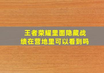 王者荣耀里面隐藏战绩在营地里可以看到吗