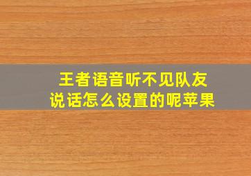 王者语音听不见队友说话怎么设置的呢苹果