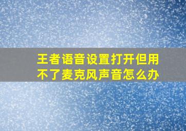 王者语音设置打开但用不了麦克风声音怎么办