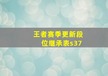 王者赛季更新段位继承表s37