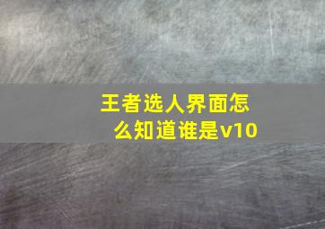 王者选人界面怎么知道谁是v10