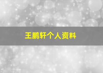 王鹏轩个人资料