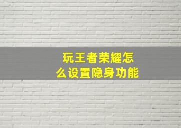 玩王者荣耀怎么设置隐身功能